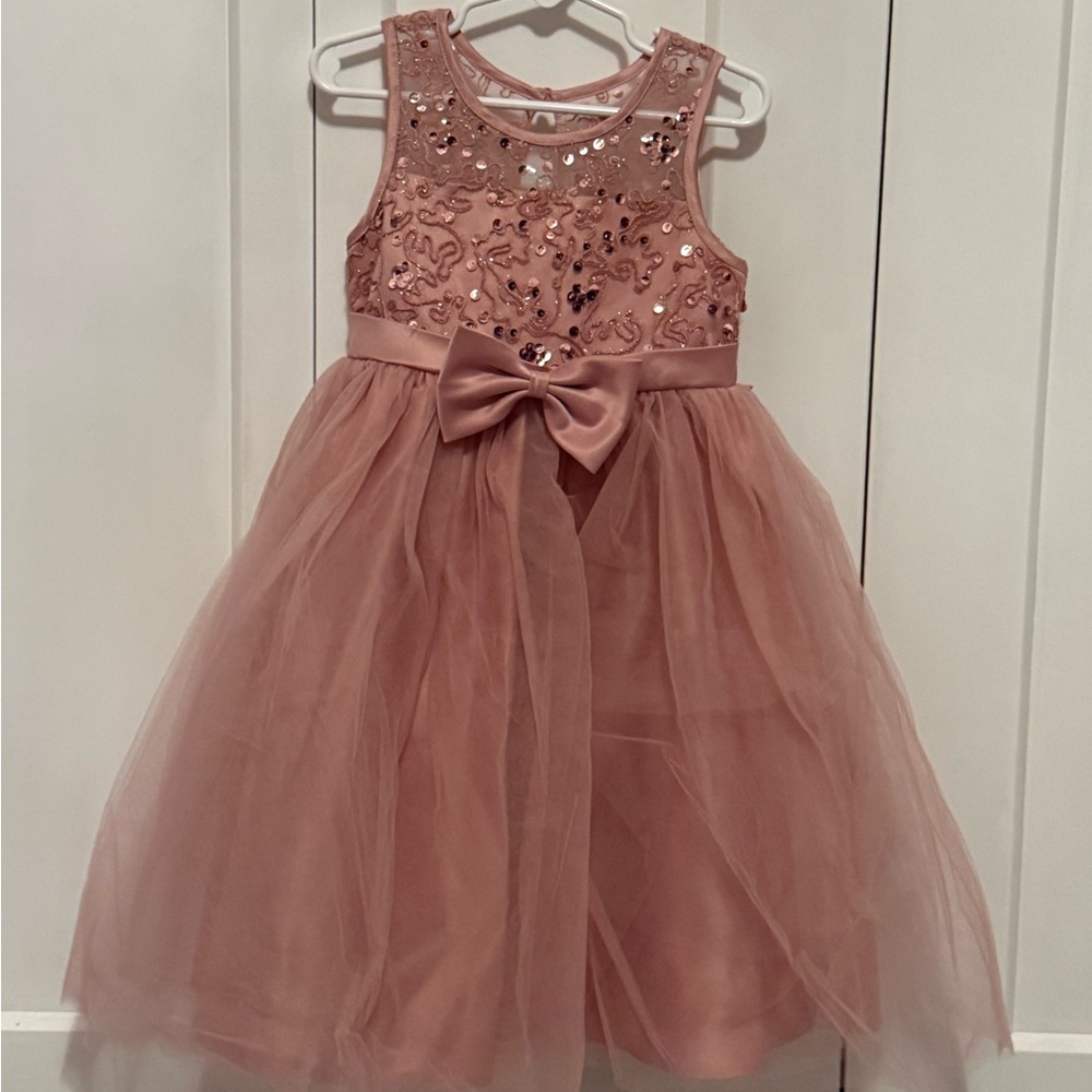 Elegant Pink Sequin Kids Dress